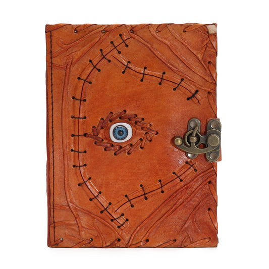 Světle hnědá kniha - Dekor Evil Eye - 160 stran Deckle Edges - 20 x 15 cm